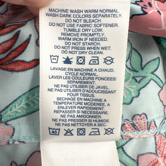 Lands' End Lotus Floral Button Down Shirt Womens Size 8‎ Cottagecore 3/4 Sleeve - Picture 8 of 10